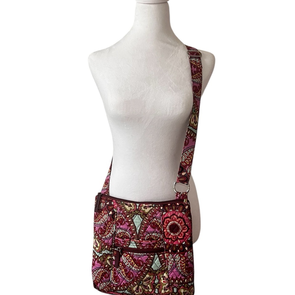 Vera Bradley Pink and Brown Floral Crossbody Bag-